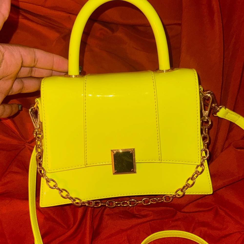 Aldo Neon Yellow Mini Bag with Gold Accents